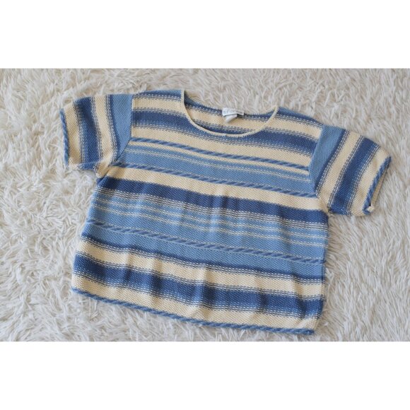 Vintage 90s Striped Knit Crop Blouse‎ - Picture 9 of 10